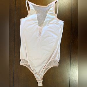 Peachy/Pink Bodysuit with fishnet details